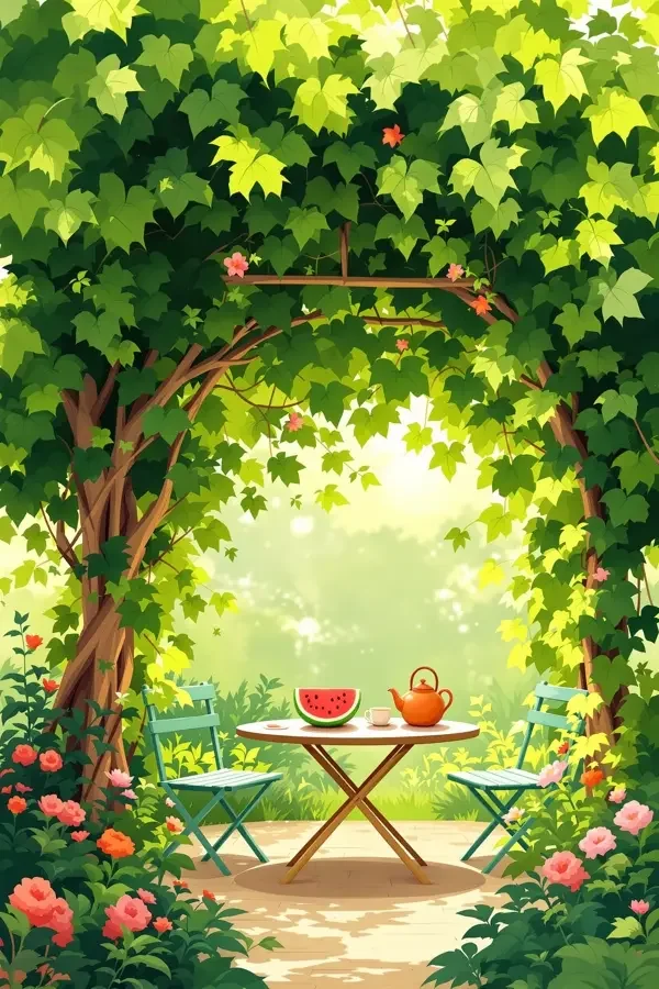 好看电影《藤架下的夏天》海报，属于家庭合家欢